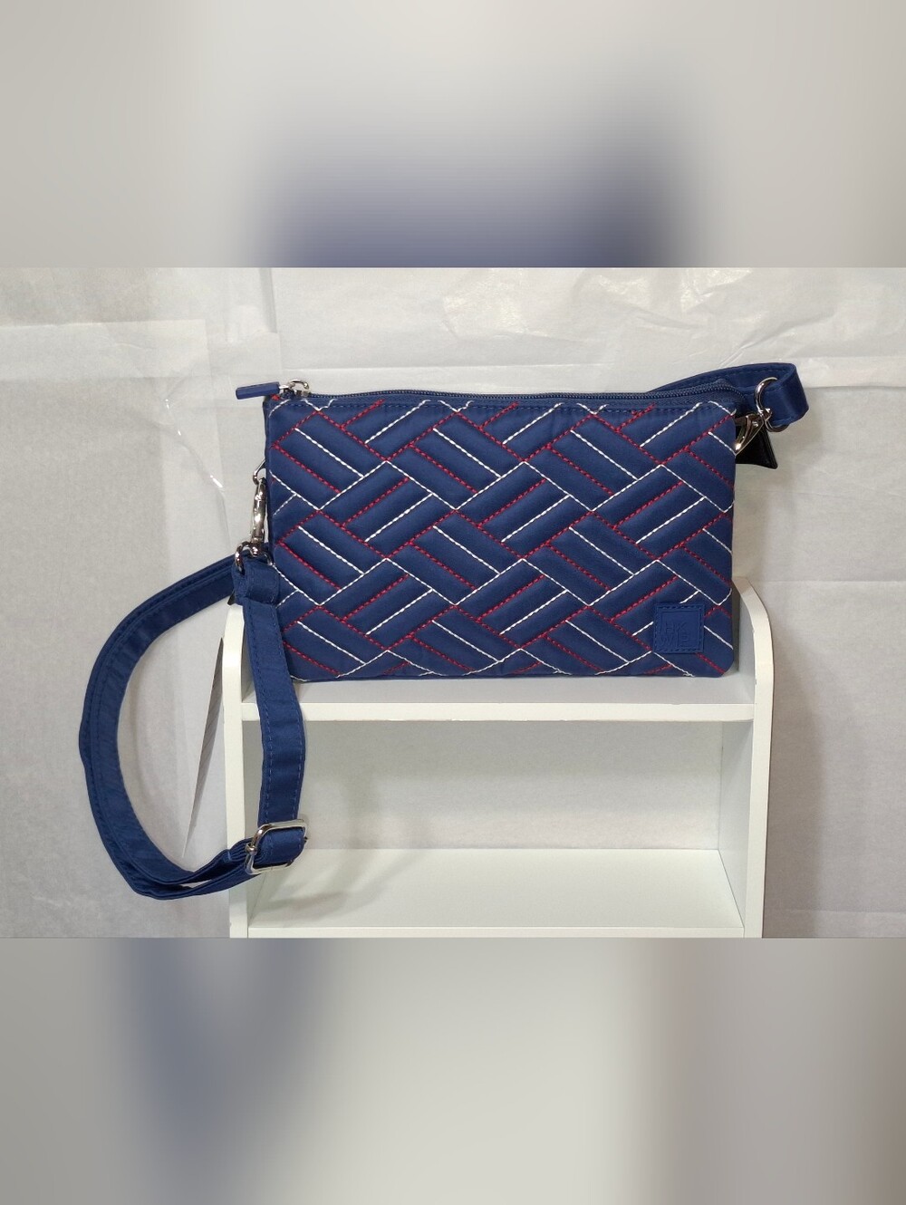 IHKWIP Triple Entry Quilted Crossbody in the "Patriotic Navy"- NWT